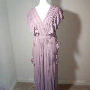 Baltic Born Jennifer Deep V Neck Maxi Dress Dusty Pink Rose  Size XXL